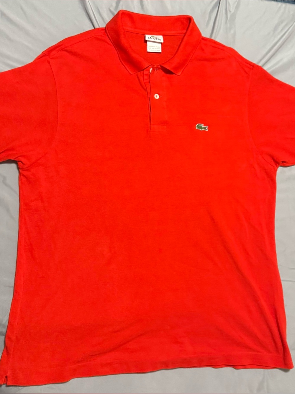 Lacoste Men's Size 7 XXL “fits Like XL” Classic Fit Short Sleeve Polo Shirt Red